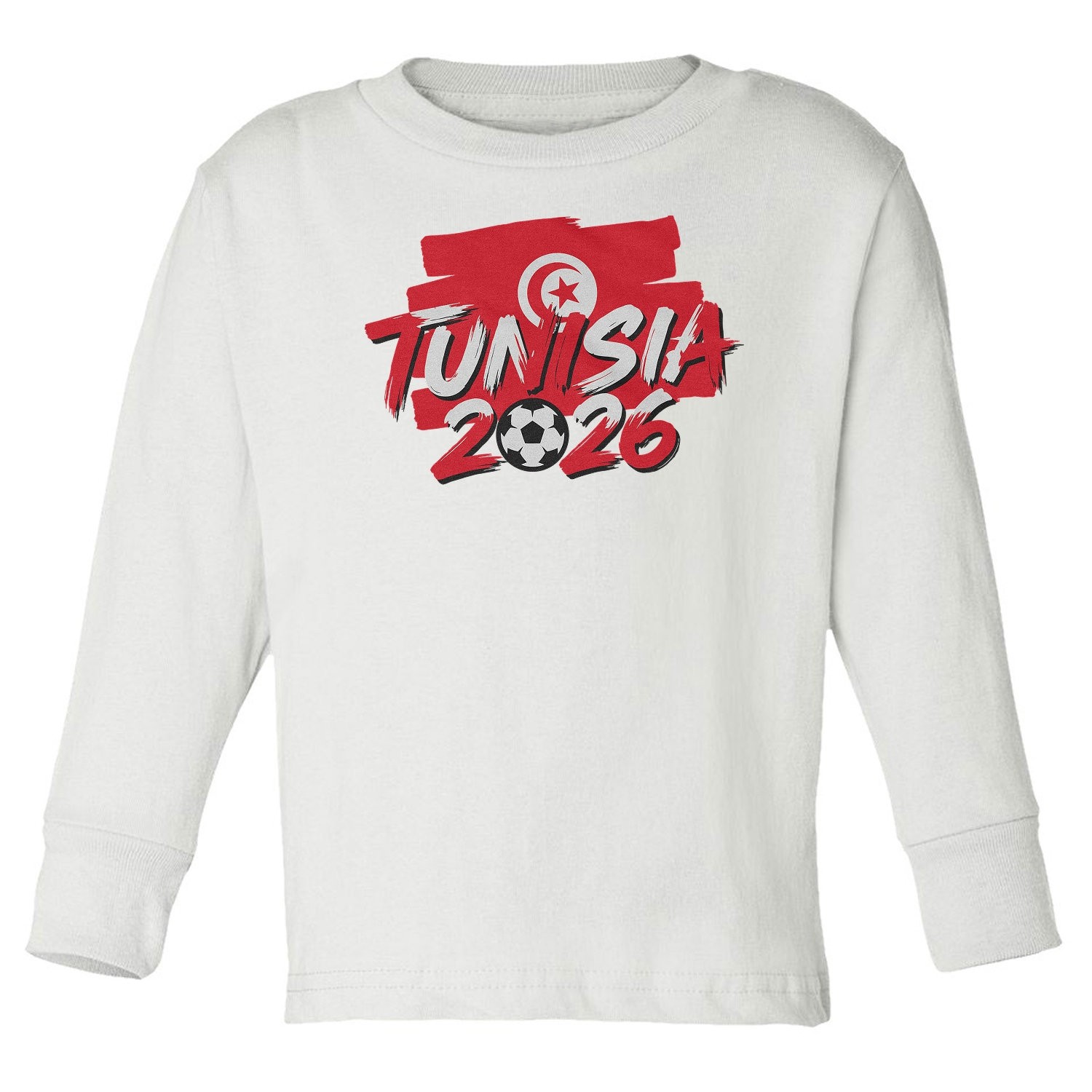 Tunisia Tribute Flag Graphic - 2026 Soccer Fans Toddler Long Sleeve TShirt