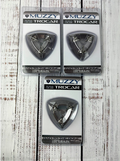 NEW 🏹🎯 3 Packs - 3 BLADE Muzzy Trocar 100 Grain Archery Fixed Broadheads 🏹🎯