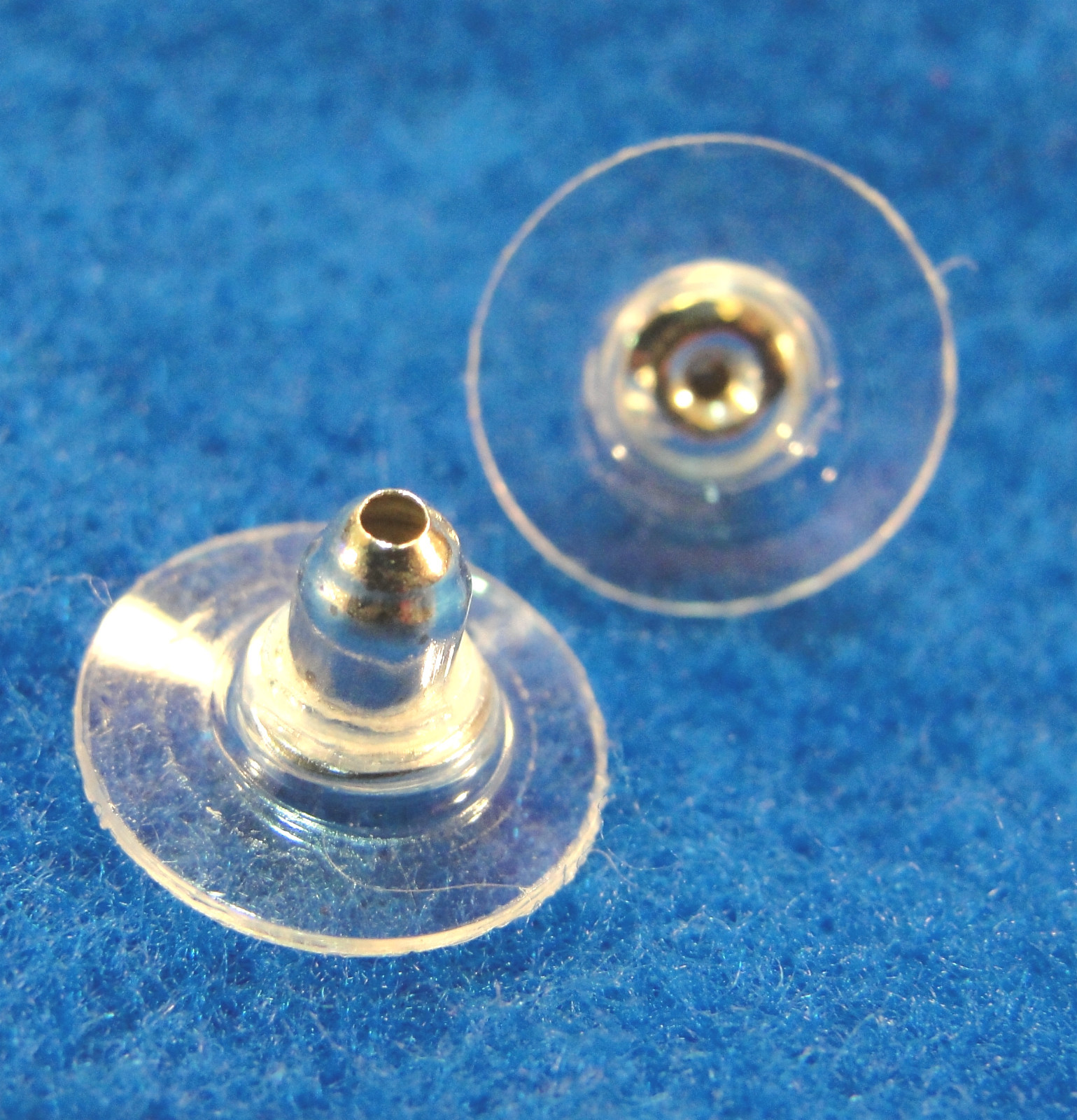 50Pcs. Earring Backs Platinum Acorn Ear Nuts w/ Clear Shield EB02