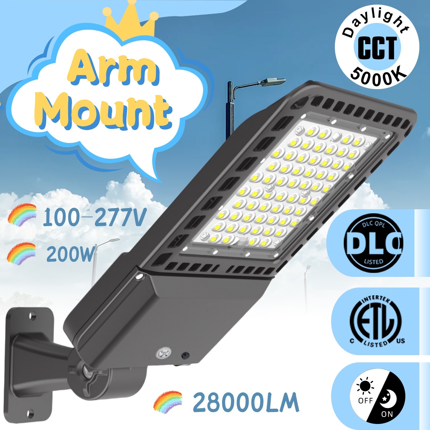 200W Commercial LED Parking Lot Light Fixture Outdoor Shoebox Street Area Lights