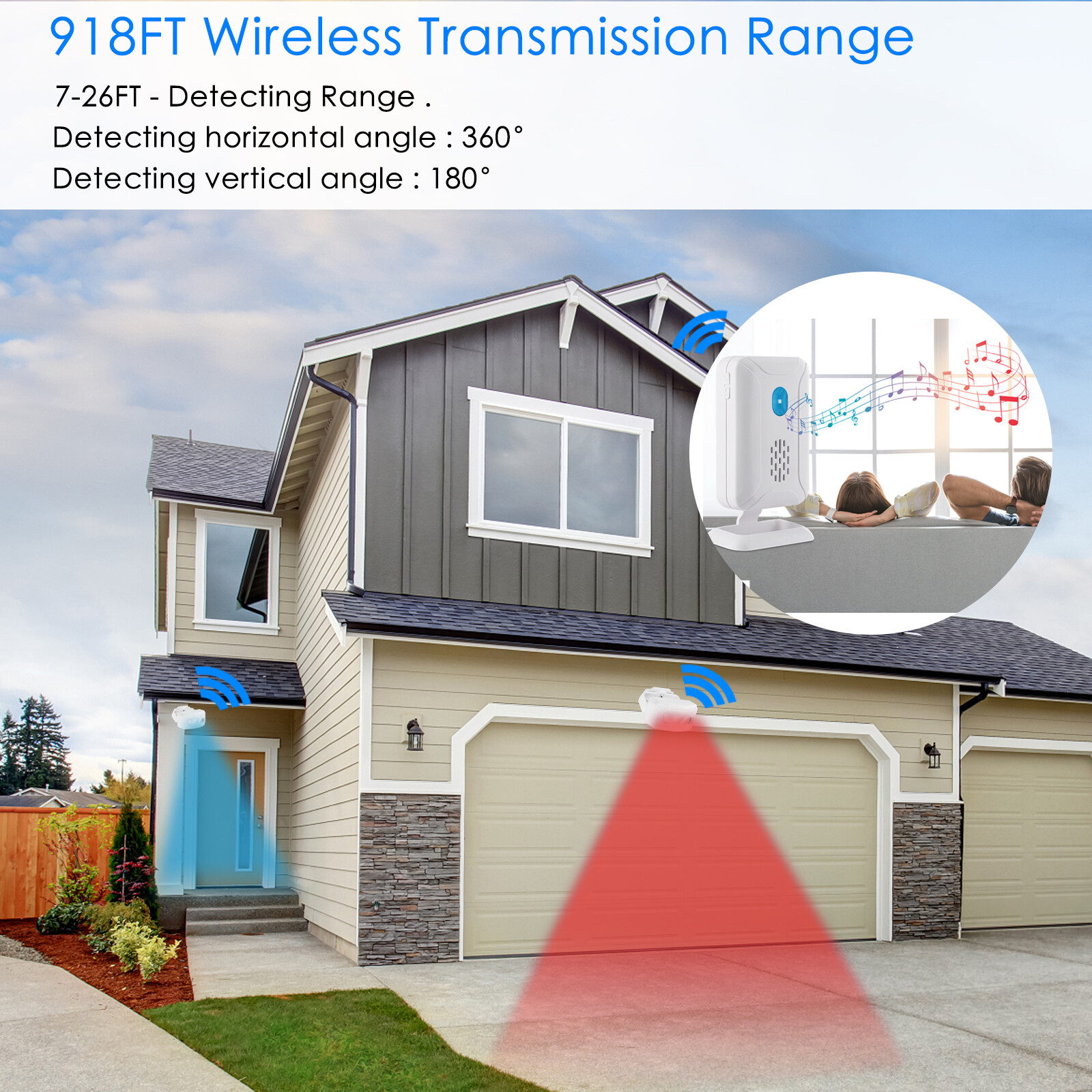 PIR Motion Sensor Alarm Workplace Back Passerby Detector Mute Flashing Reminder