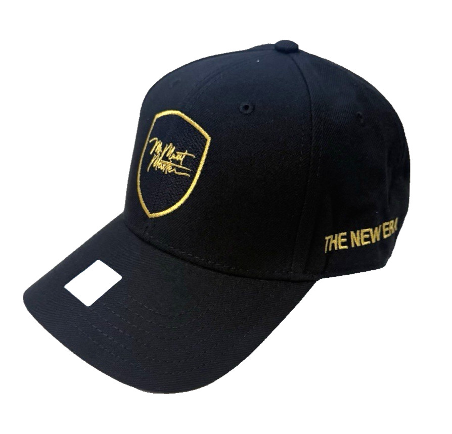 New Era Style Black Baseball Cap Hat Gold Embroidered Logo Mr Meat Master