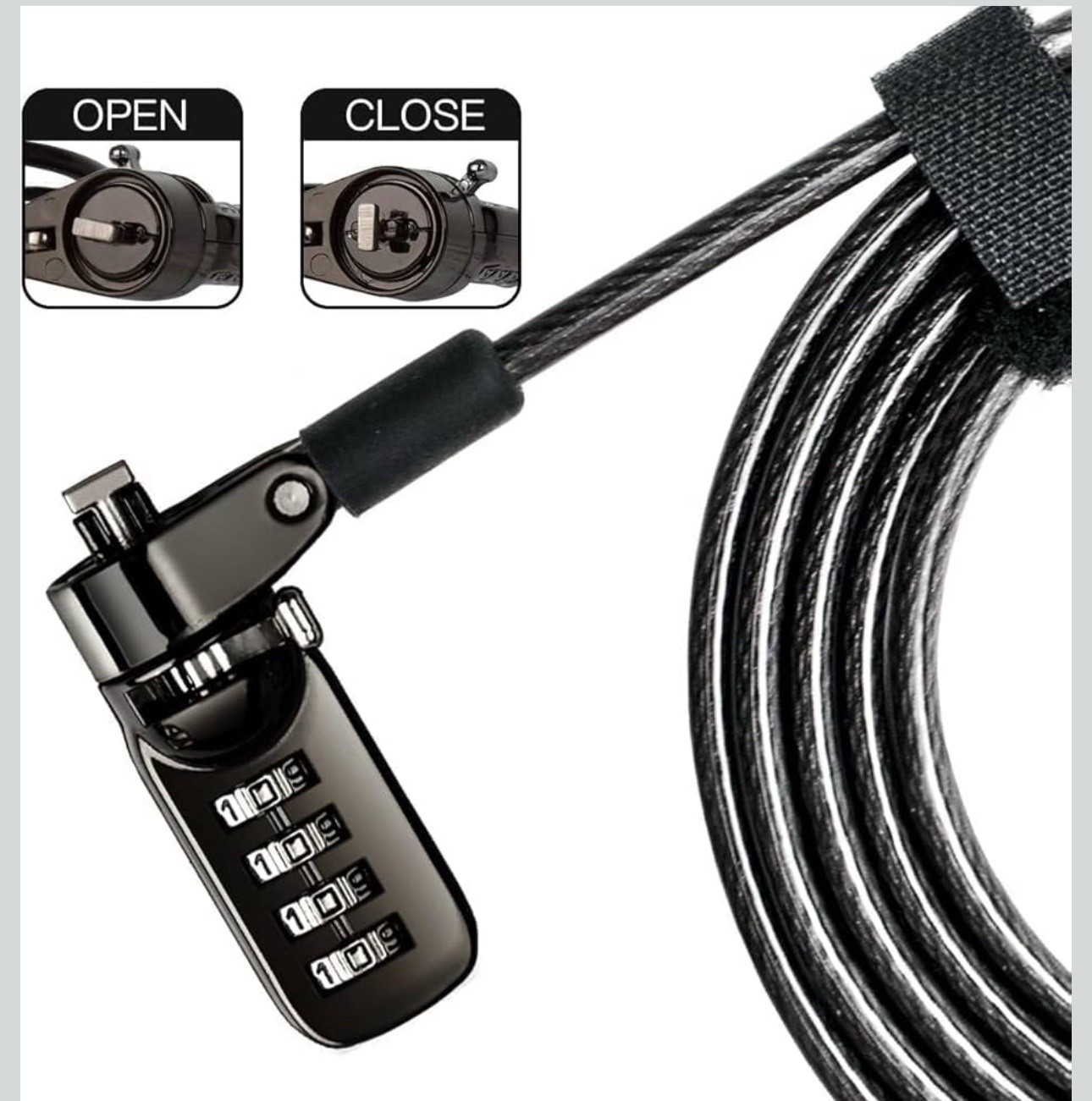 Laptop Cable Lock Security Combo 4-Digit w/ Anchor Plate Fits Standard 7x3mm