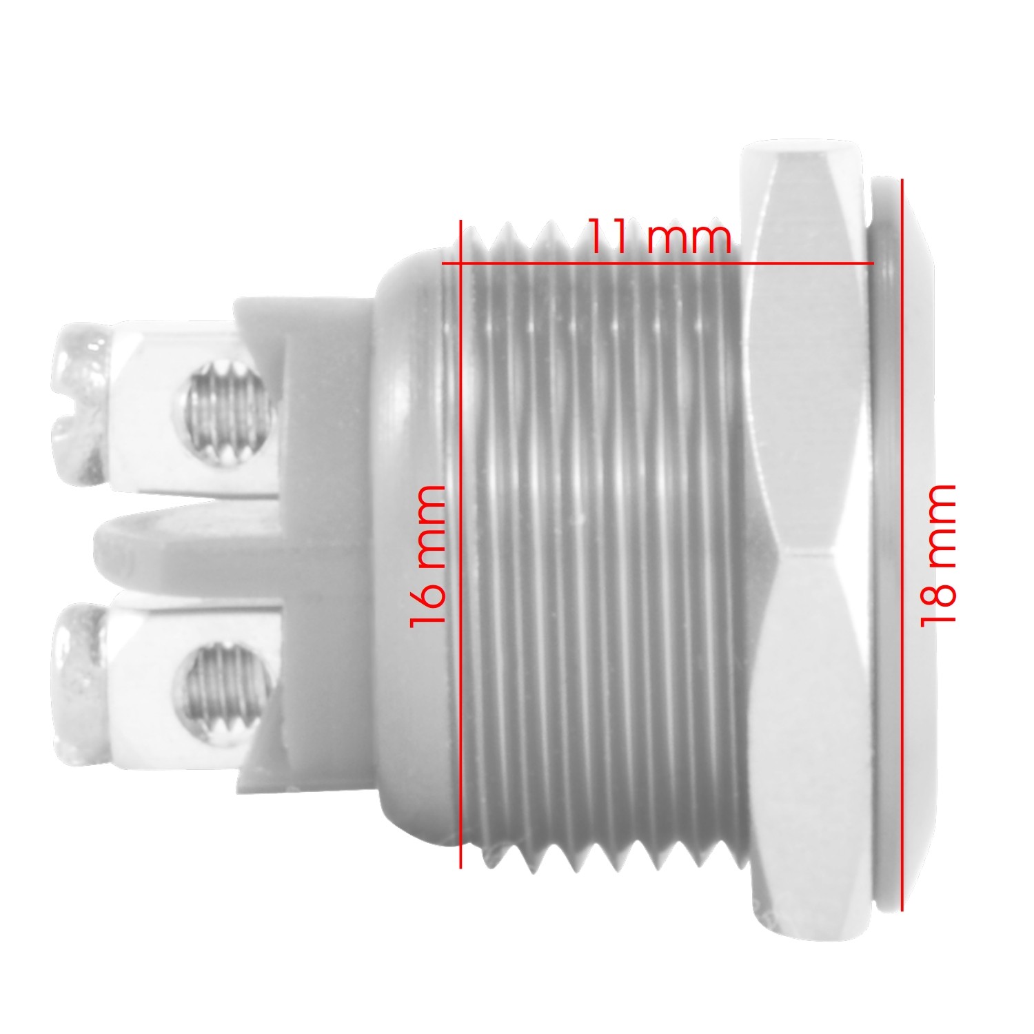 16mm Flush Mounted Momentary Blue Aluminium Round Push Button Switch