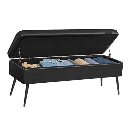 EKHO Collection - Storage Ottoman Bench, Ink Black 15-Gallon Storage Bench