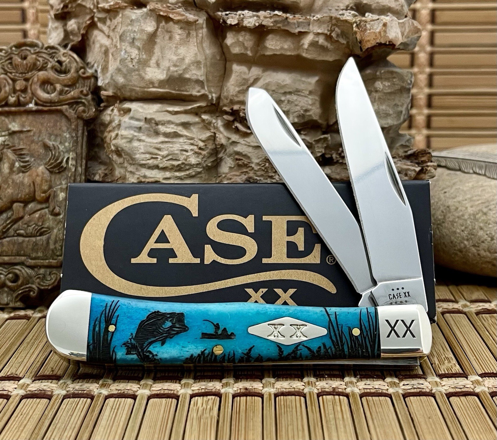 Case XX USA Caribbean Bone BASS Fishing 1/500 Diamond XX Trapper Knife