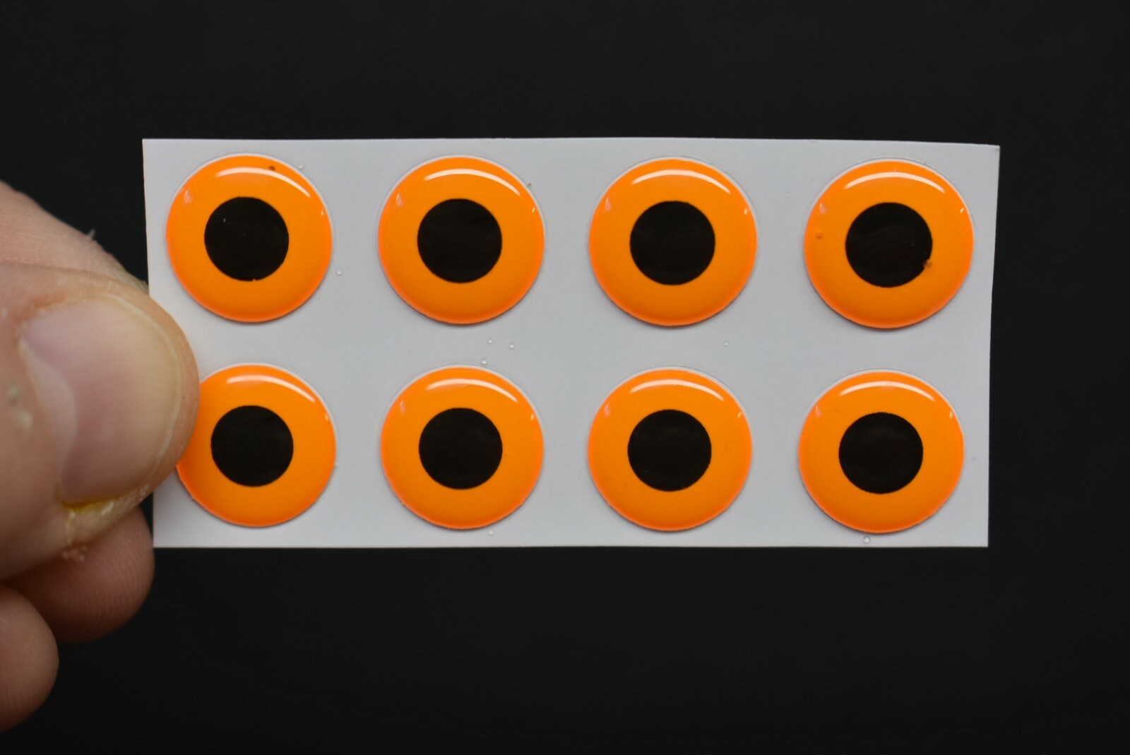 14  ORANGE  3D Soft Molded 12mm .472" Adhesive Eyes Fly Lures