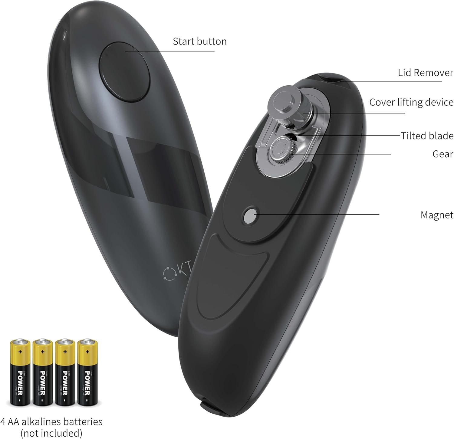 Automatic Can Opener for All Sizes Smooth Edge Magnetic Standard, Black