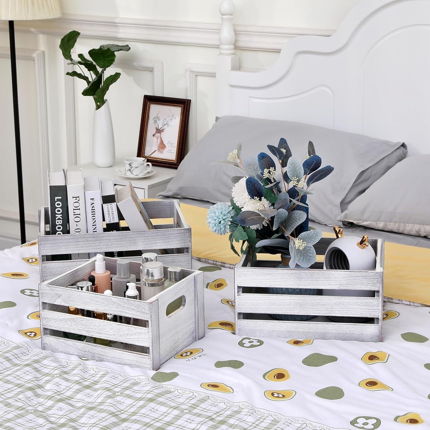 Storage Crates 3 Pcs Wooden Crates Decorative Boxes,Nesting Storage Container...