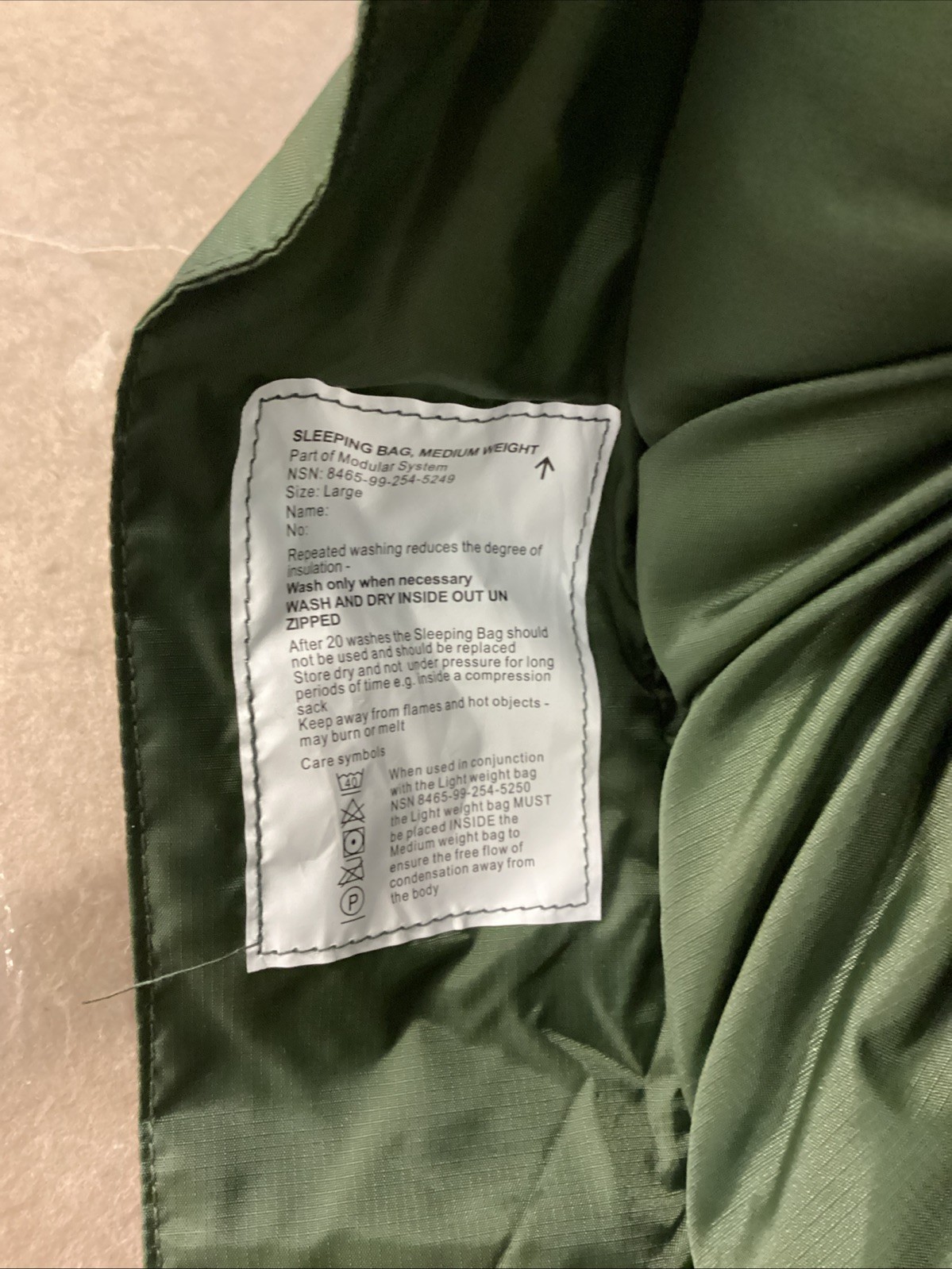New British Forces Size Large Medium Weight Modular Sleeping Bag & Stuff sack