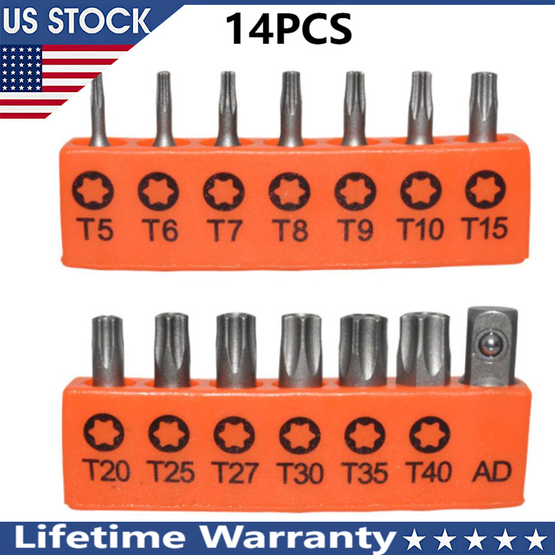 14 Piece Security Torx Bit Set Tri-Wing Hex Star Screwdriver Tamper-Proof Tools