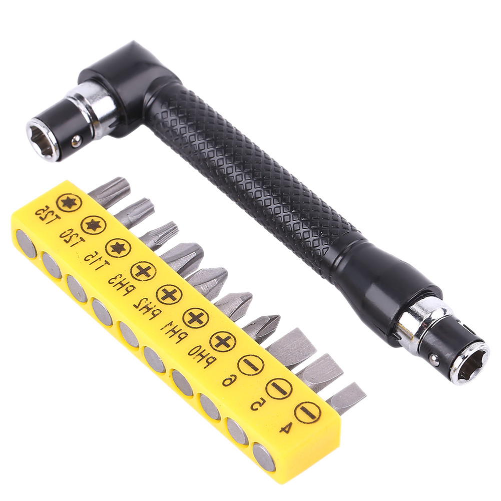 L Shape 1/4in Hex Socket Wrench Double Head With Various Screwdriver Bits Ha NEW