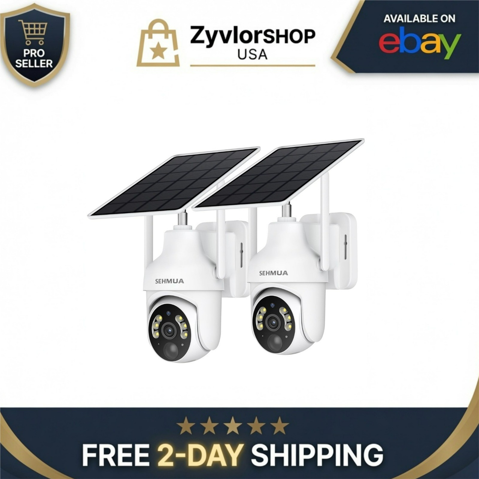 SEHMUA 2K Solar Security Cameras Wireless Outdoor - 2 Pack with Night Vision