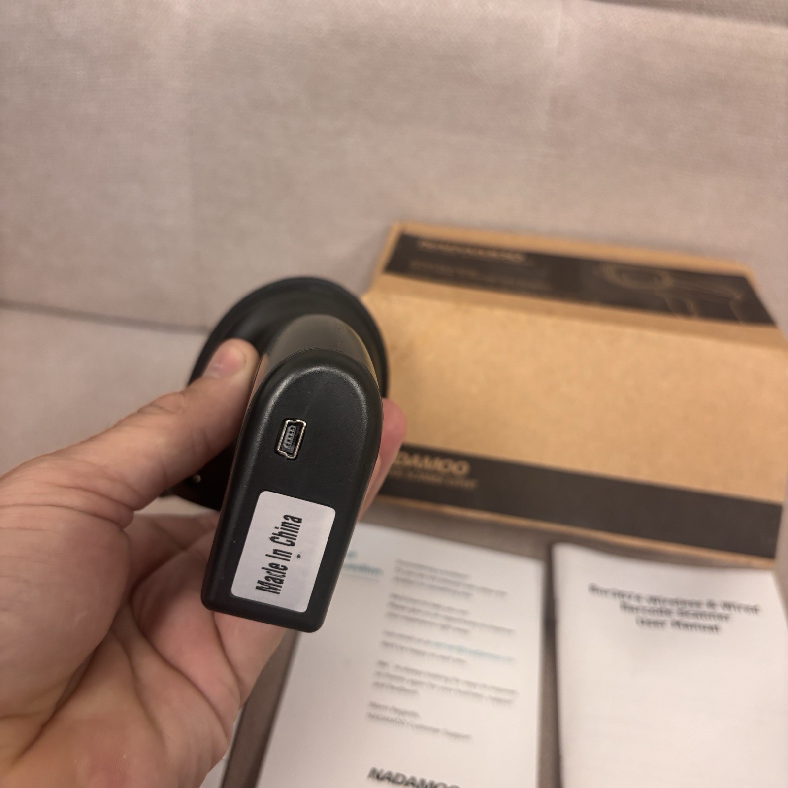 NADAMOO BUR3074 Wireless Barcode Scanner USB Receiver Cable Box