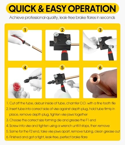 Low Profile Brake Flaring Tool Kit - Professional Single & Double Flare Tool