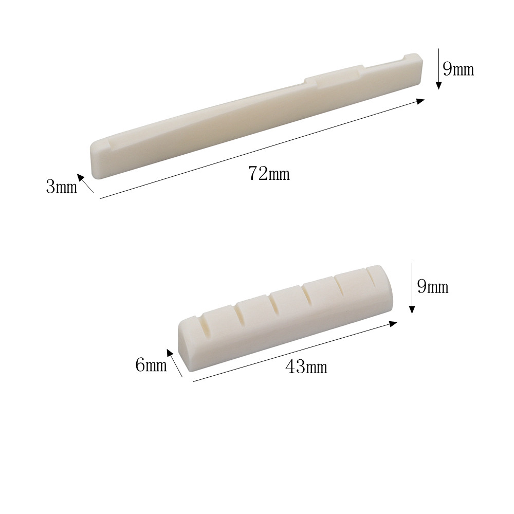 Left Hand 6 String Acoustic Guitar Nut 43mm Bone Nut and72mm Bone Bridge Saddle