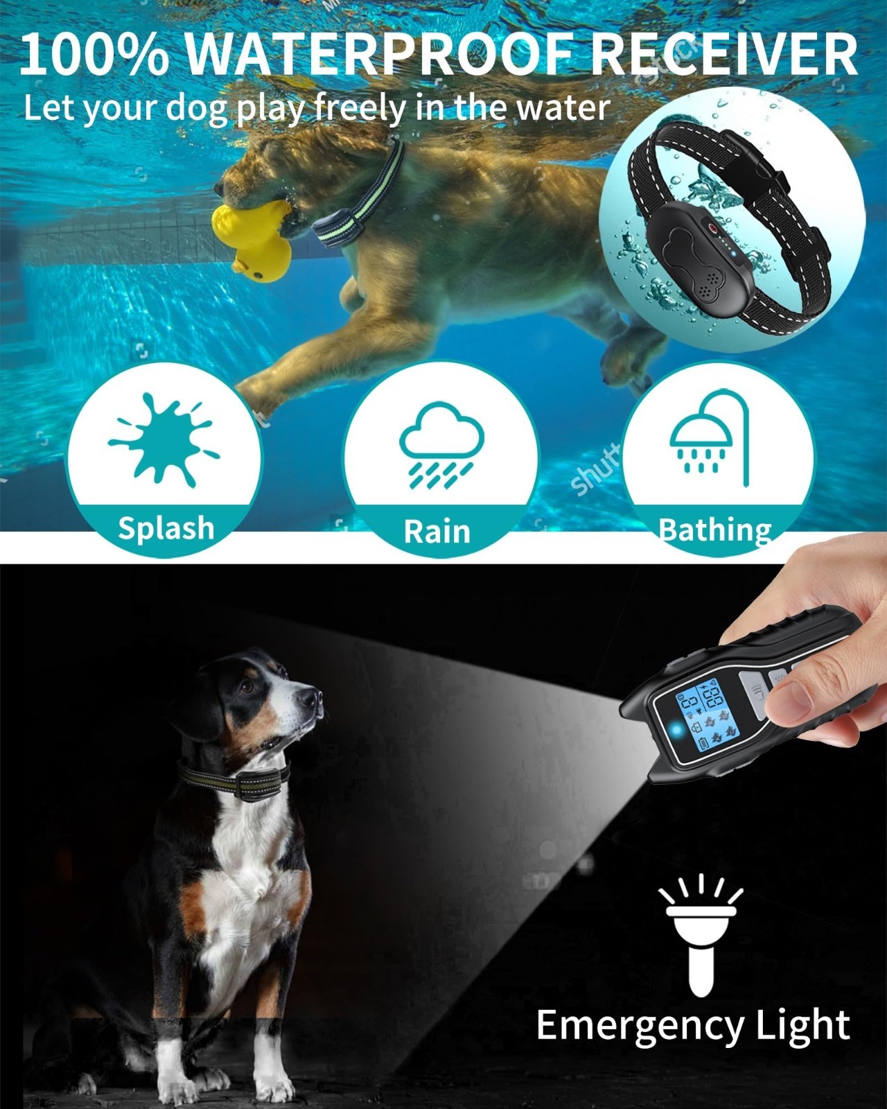 Rechargeable Dog Training Shock Collar with Remote - Waterproof E-Collar, 4 Safe