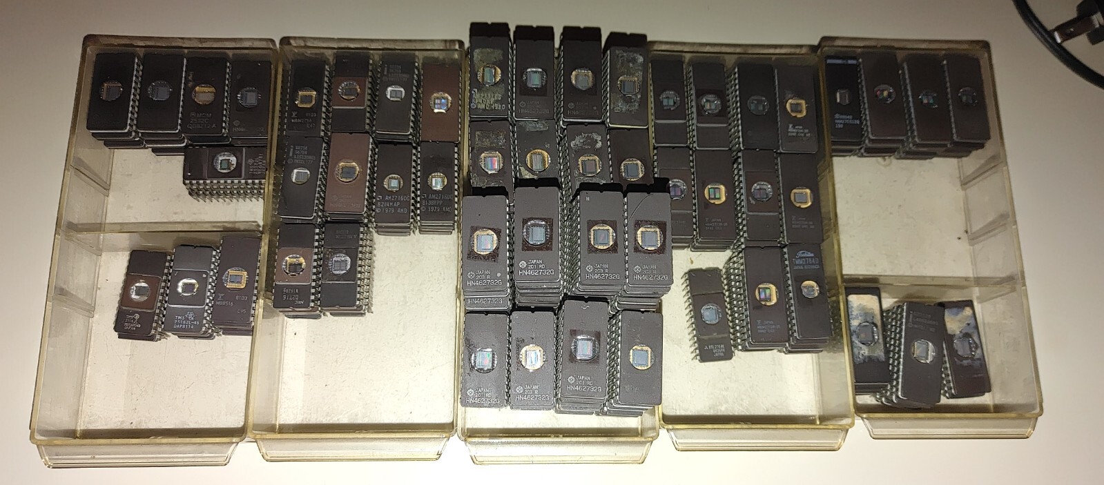 5 used 2764  EPROM's erased and blank checked