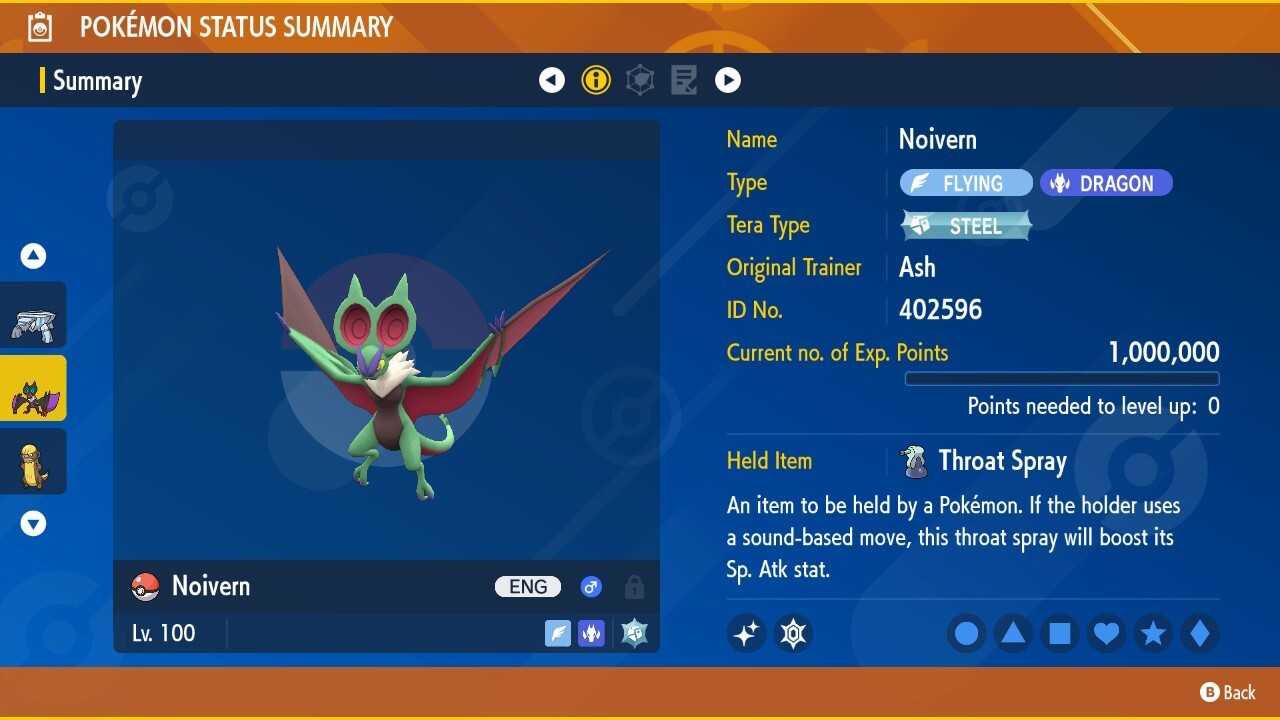Shiny Noivern 6IVs Tera Type: Steel Pokémon Scarlet and Violet