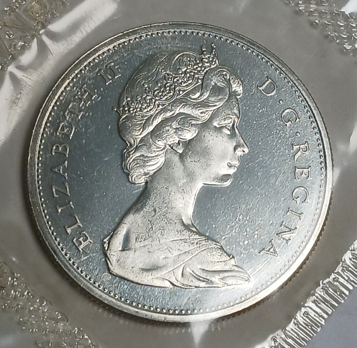 1965 Canada Prooflike Silver Dollar - Elizabeth II - Voyageur $1 - 80% Silver