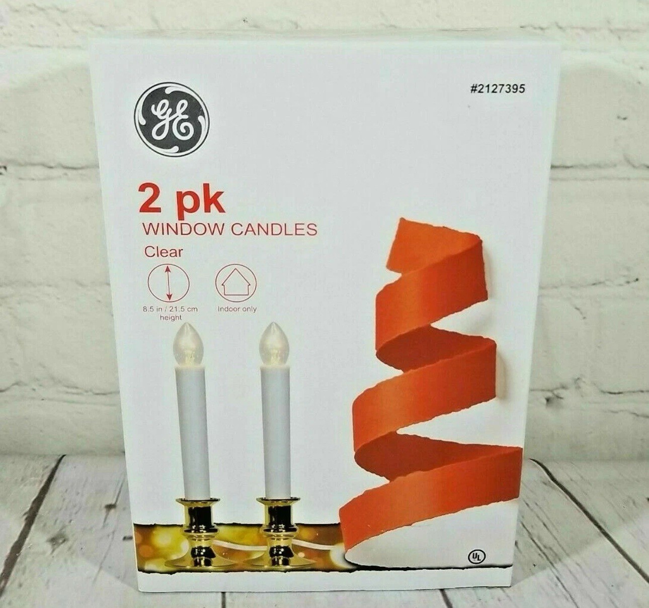 🔥 NEW GE 2 Pk Window Christmas Candles Clear White 8.5 in/21.5 cm  (Wired)