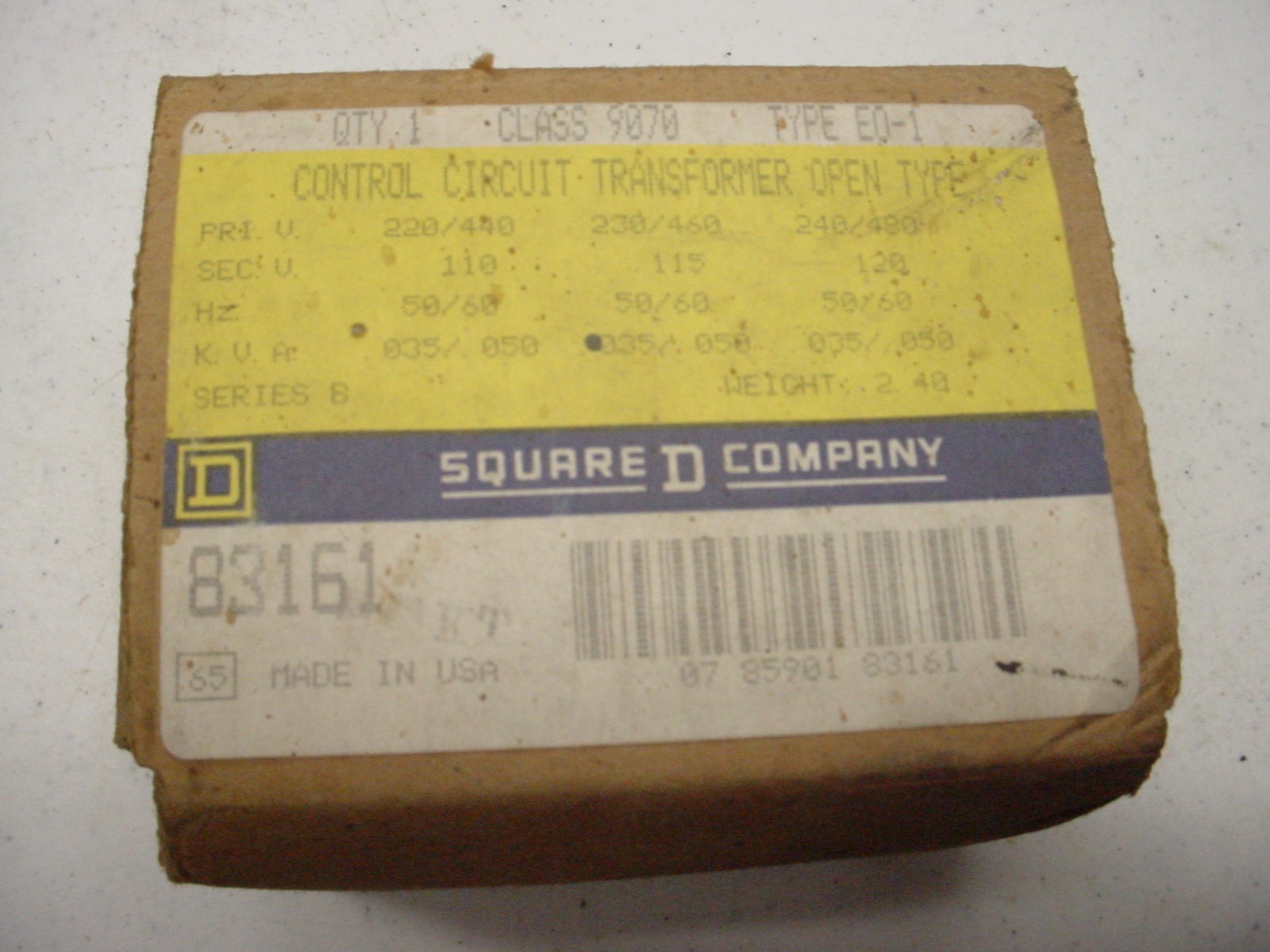 Square D 83161 9070-EO-1 Industrial Control Transformer, (New In Box)
