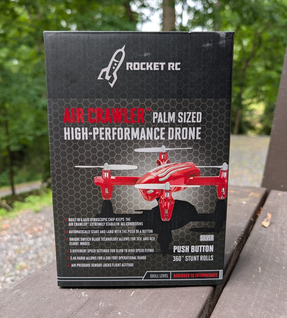 Rocket RC Air Crawler Quadcopter Drone, Electric, 360° Stunt Rolls, Silver/Black