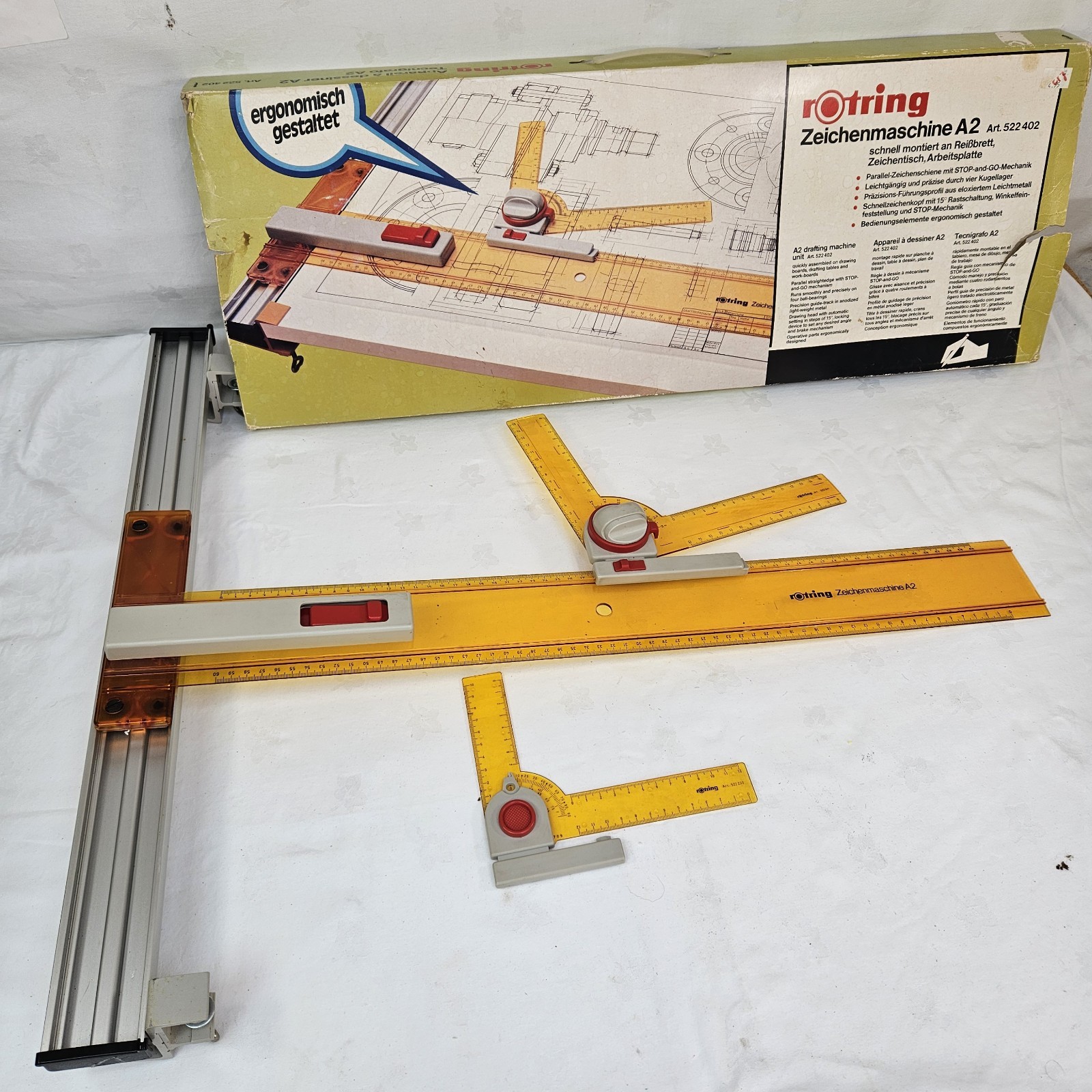 Rotring A2 Drafting Machine Art 522402 Drawing Board Parallel Rule Set Germany