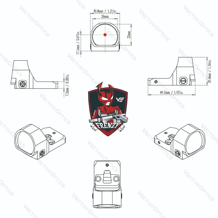 SHAKE AWAKE RED DOT SIGHT FOR SPRINGFIELD XD XDM XDS OSP MULTI RETICLE