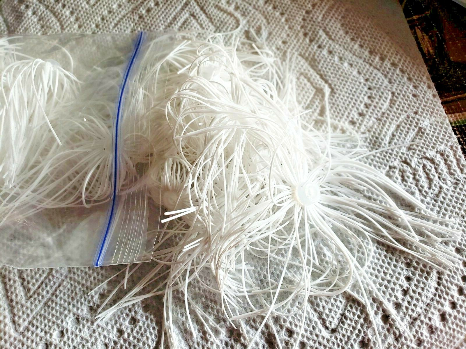 BACK IN 10 BRIGHT WHITE UMBRELLA  SKIRTS FOR SPINNER BAITS, BUZZ BAITS, OR JIGS