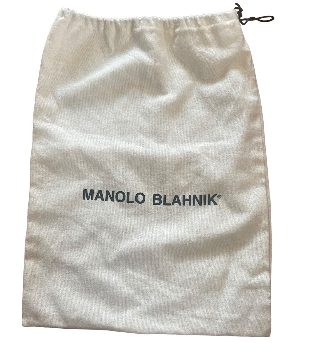 Manolo Blahnik Travel Dust Storage Ivory Bag Logo Drawstring Approx 10"x13.5"