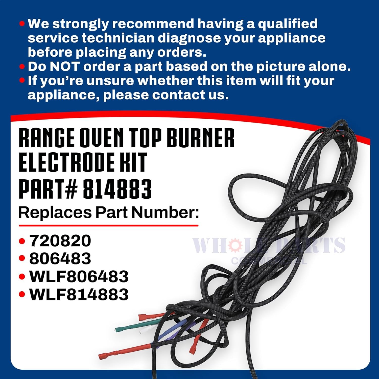 New 814883 Range Oven Top Burner Electrode Kit (Ignitor and 5 wires) for Wolf
