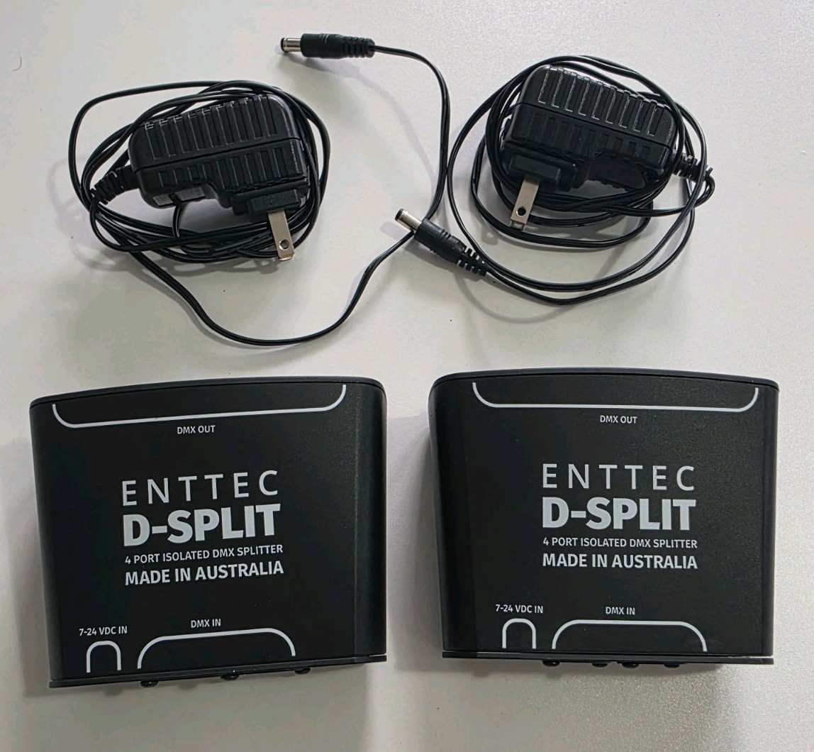 lot of 2 D-Split 70579, 4 Port DMX Isolated Splitter & Repeater (5-Pin)