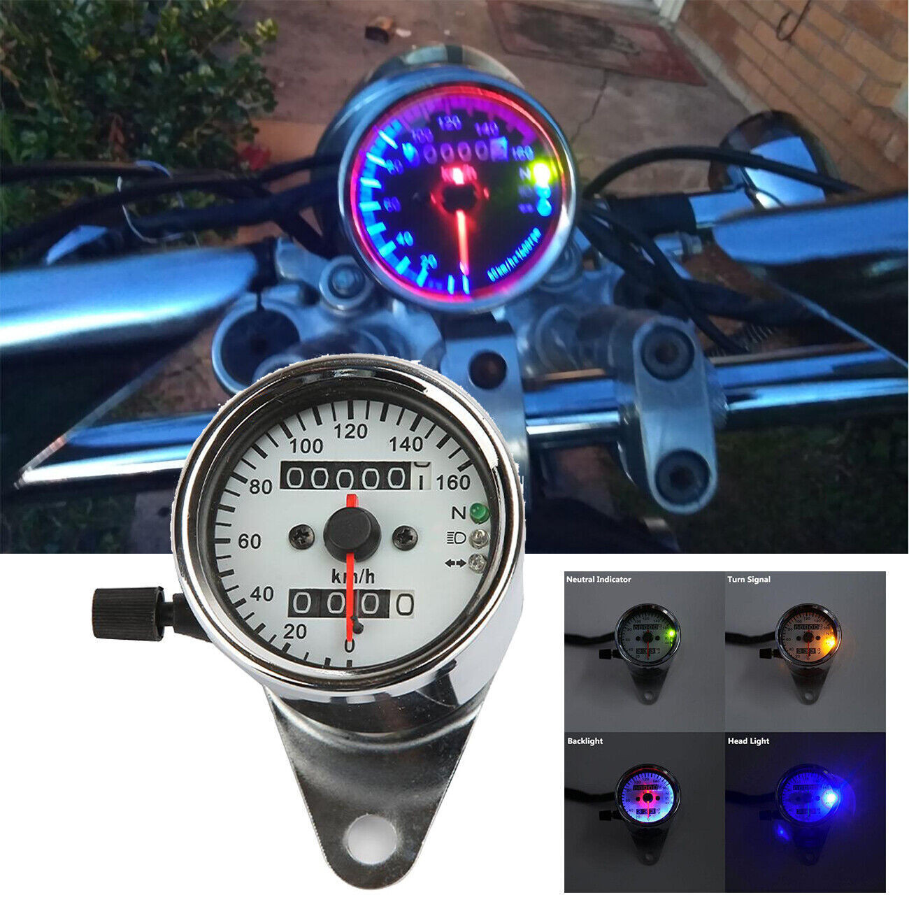 Motorcycle LED Backlit Dual Speedometer For Yamaha V Star 650 XVS650A Classic