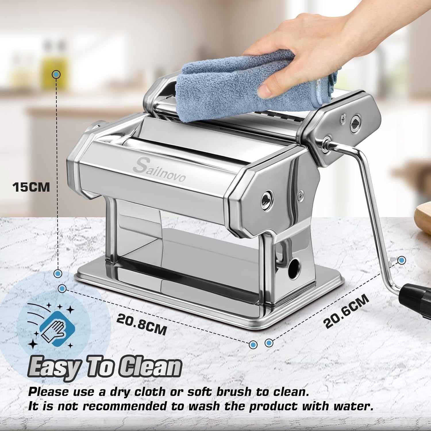 Pasta Maker Machine 180 Roller Pasta Maker 9 Adjustable Thickness Settings US