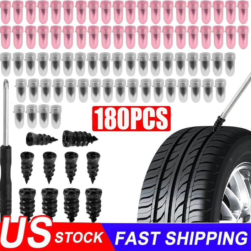 180X Tire Vacuum Repair Screw Rubber Nail Plug Car Tyre Puncture Repair Kit US