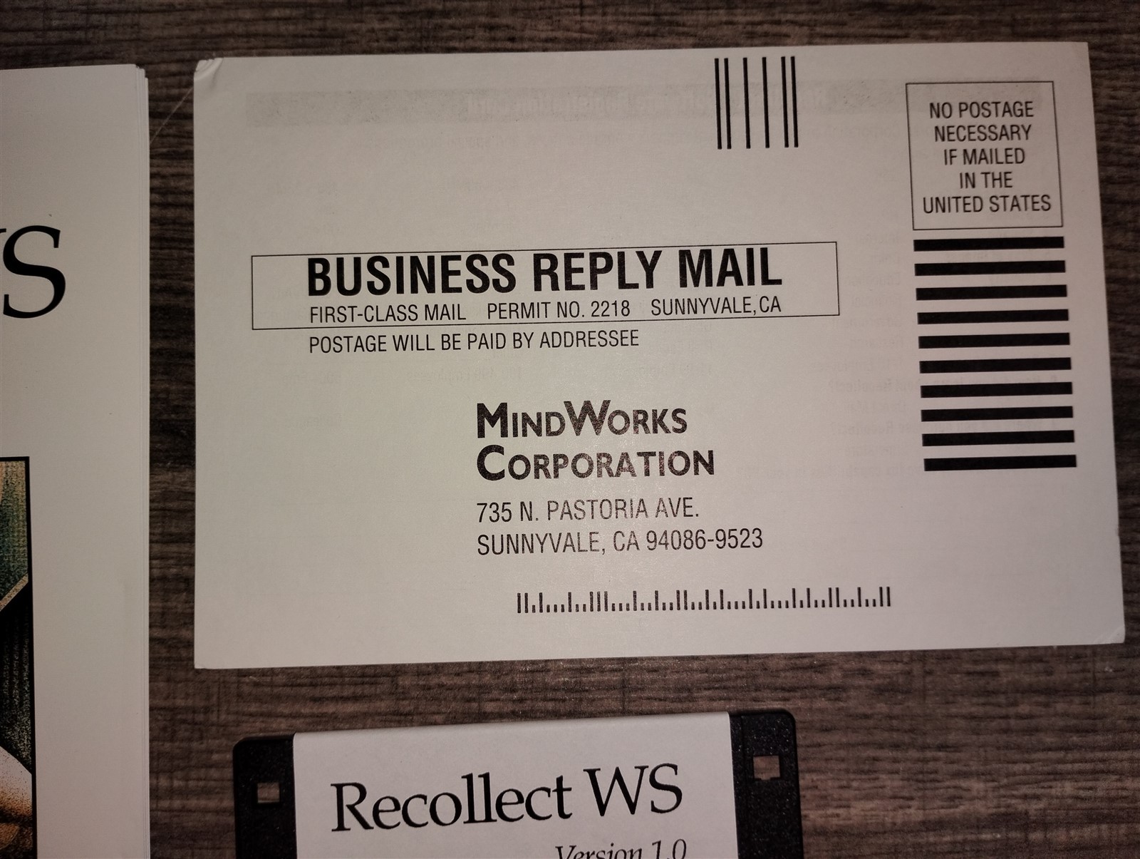 MindWorks Recollect WS v 1.0 PC 3.5" High Density Floppy Disk 1994 Windows 3.1