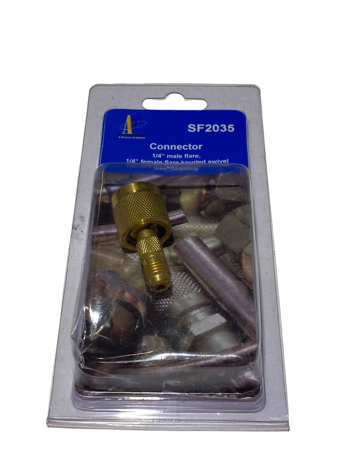 SUPCO SF2035 Connector 1/4" Male Flare 1/4" Female Flare Knurled Swivel