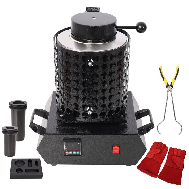 1800W Gold Melting Furnace 1+3 KG Electric Digital Smelting Furnace Crucibles