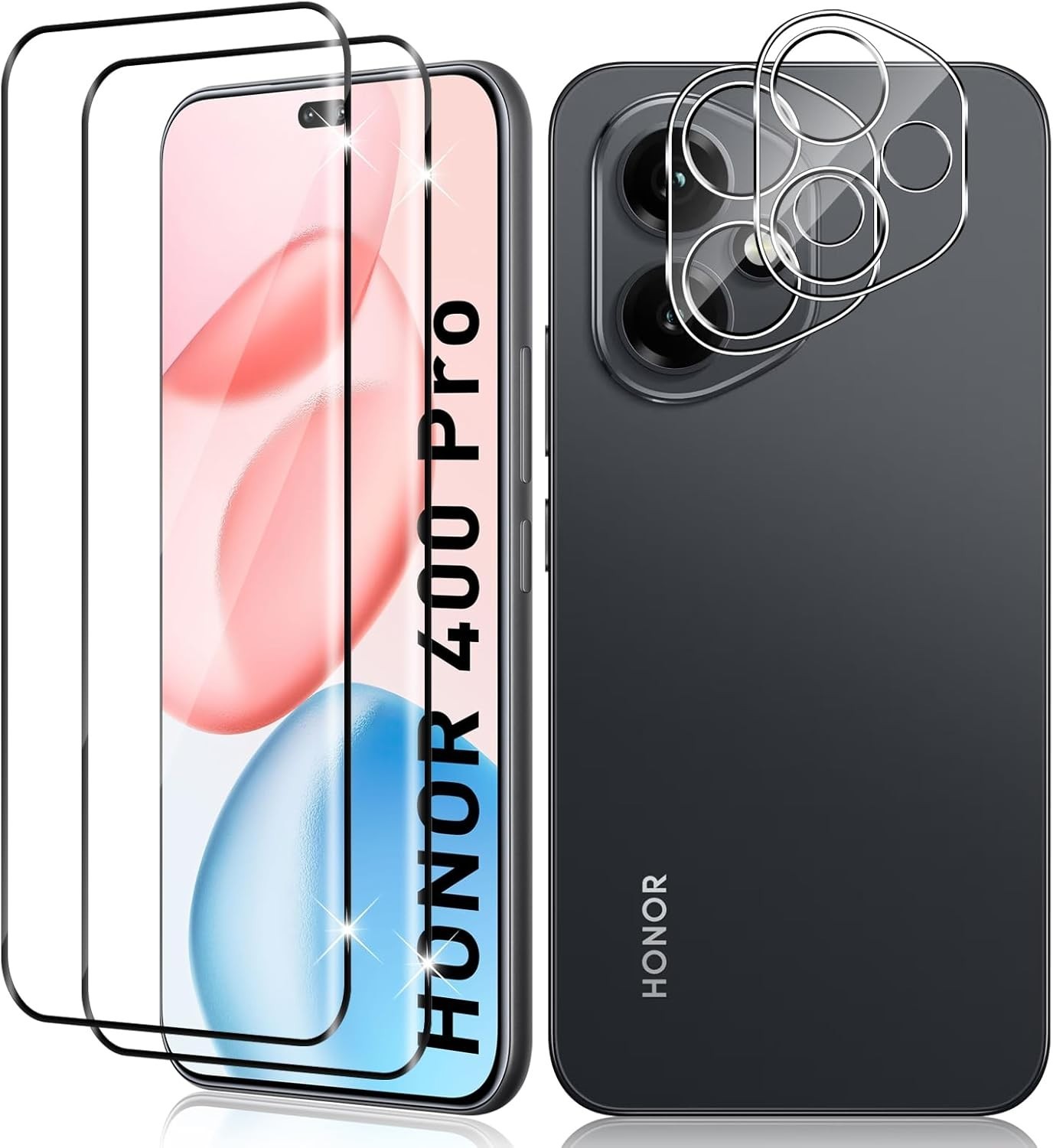 2X 3D Tempered Glass (Screen + Camera) for Honor 400 Pro Full Tempered Glass 9H