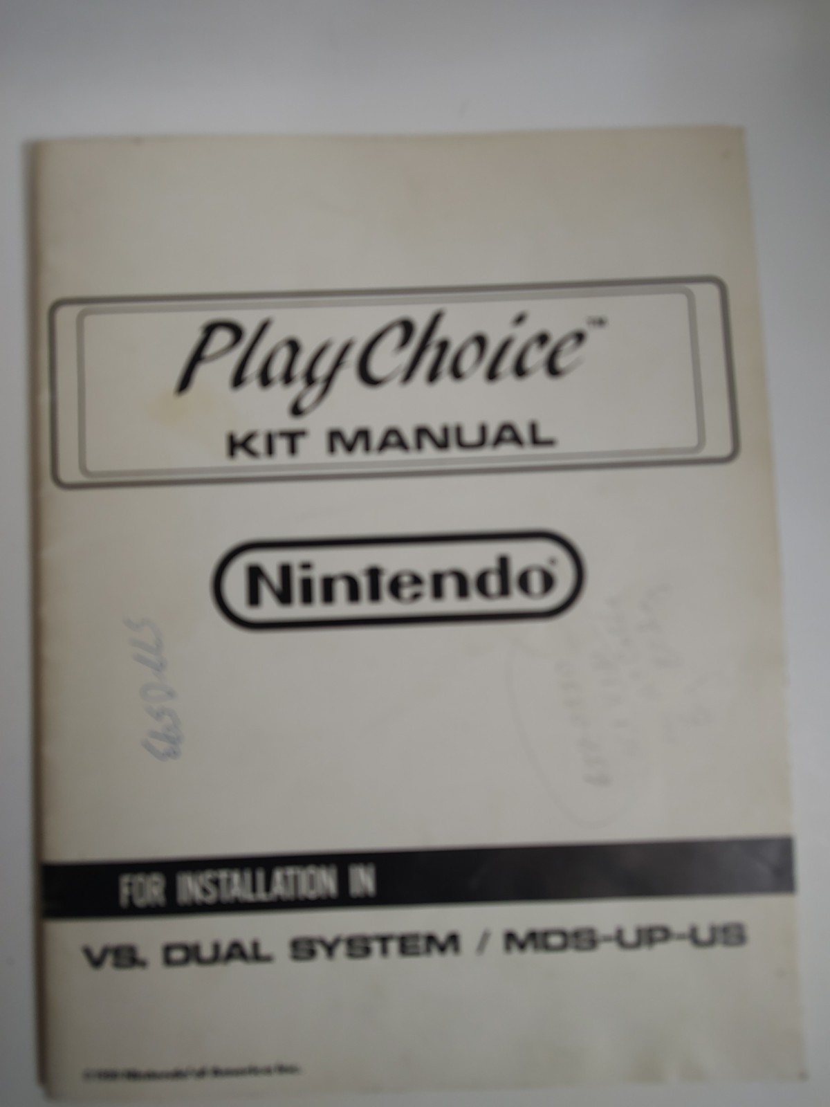 Nintendo PlayChoice Kit Manual VL Dual System MD3-UP-US Arcade Original