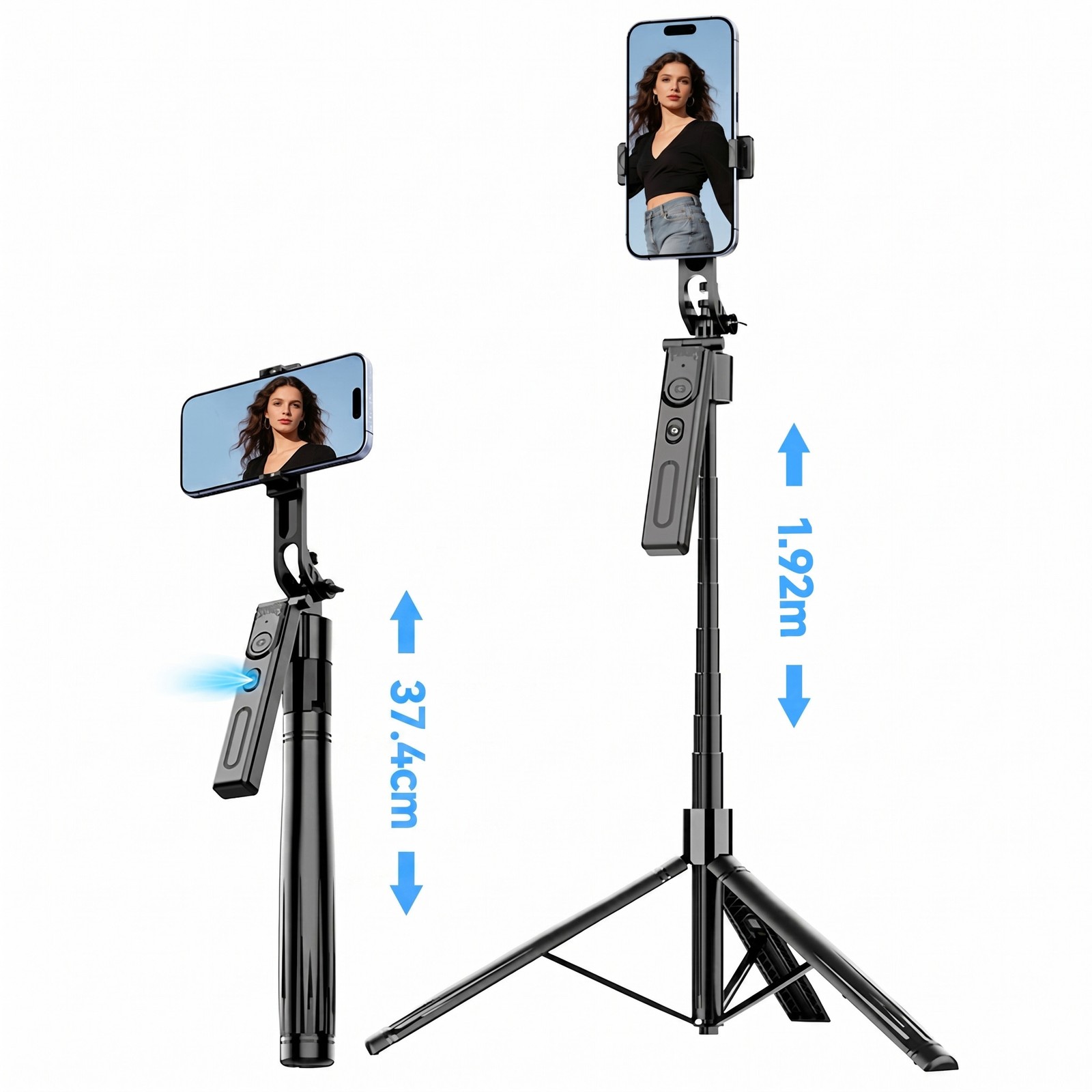 76'' Selfie Stick Auto Face Tracking Tripod 360° Rotation with Remote Control