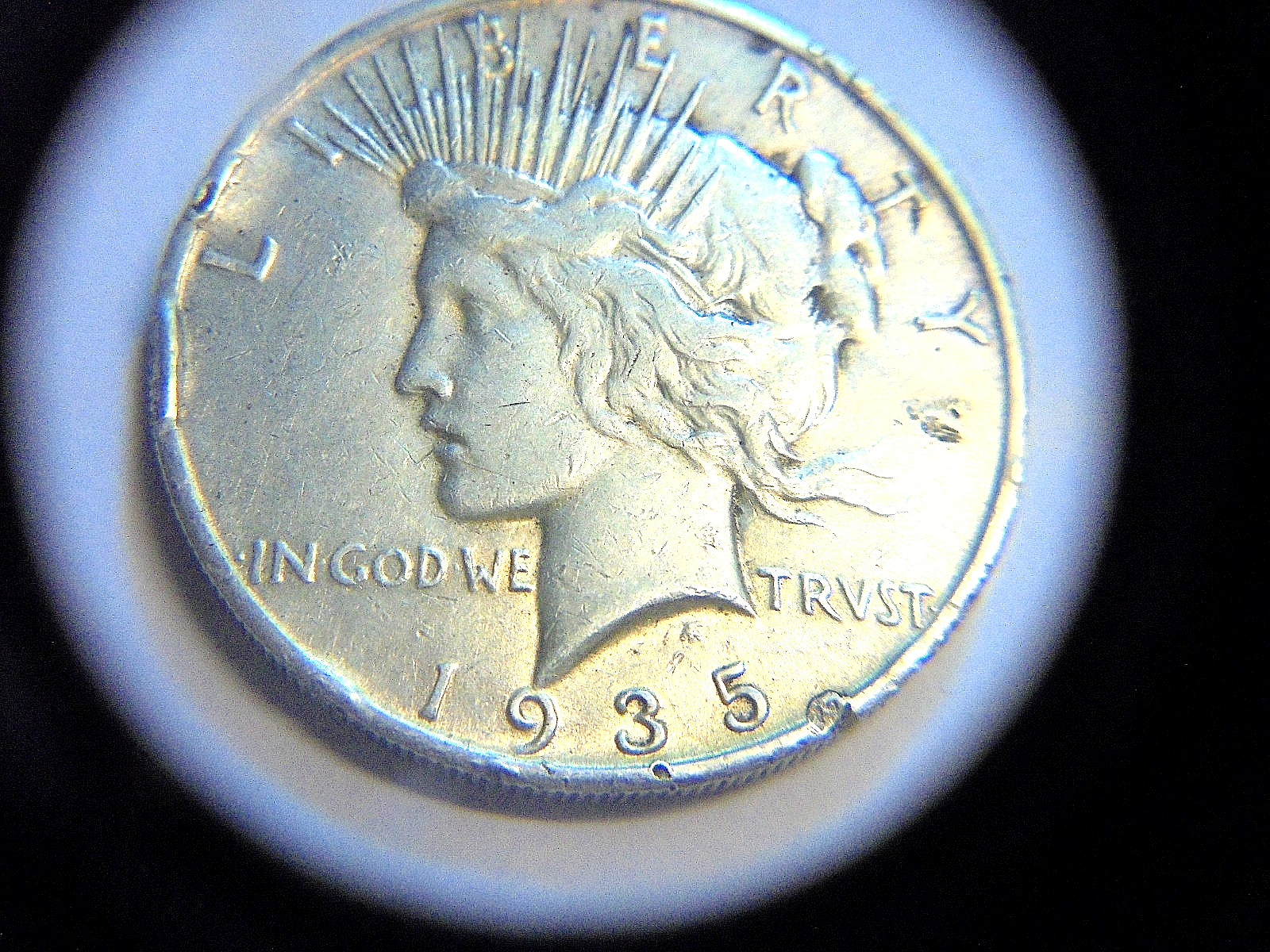 1935 s PEACE SILVER DOLLAR-1,964,000 MINTED-KEY COIN-F/XF?-LOOK-SILVER
