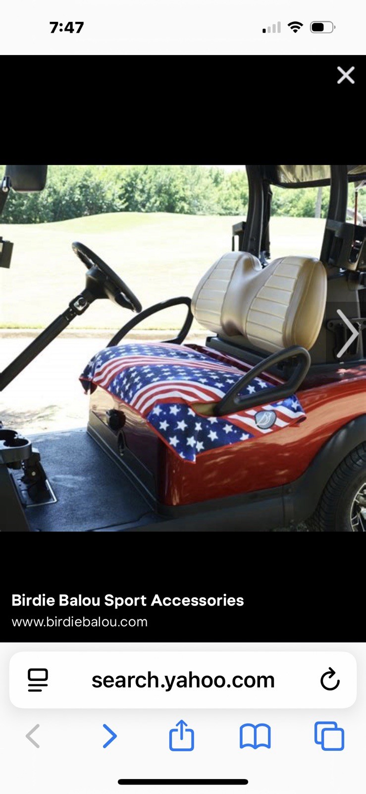 Golf Cart Seat Cover Biirdie Balou LPGA Amateur Gof Associaton Blue/Amer. Flag