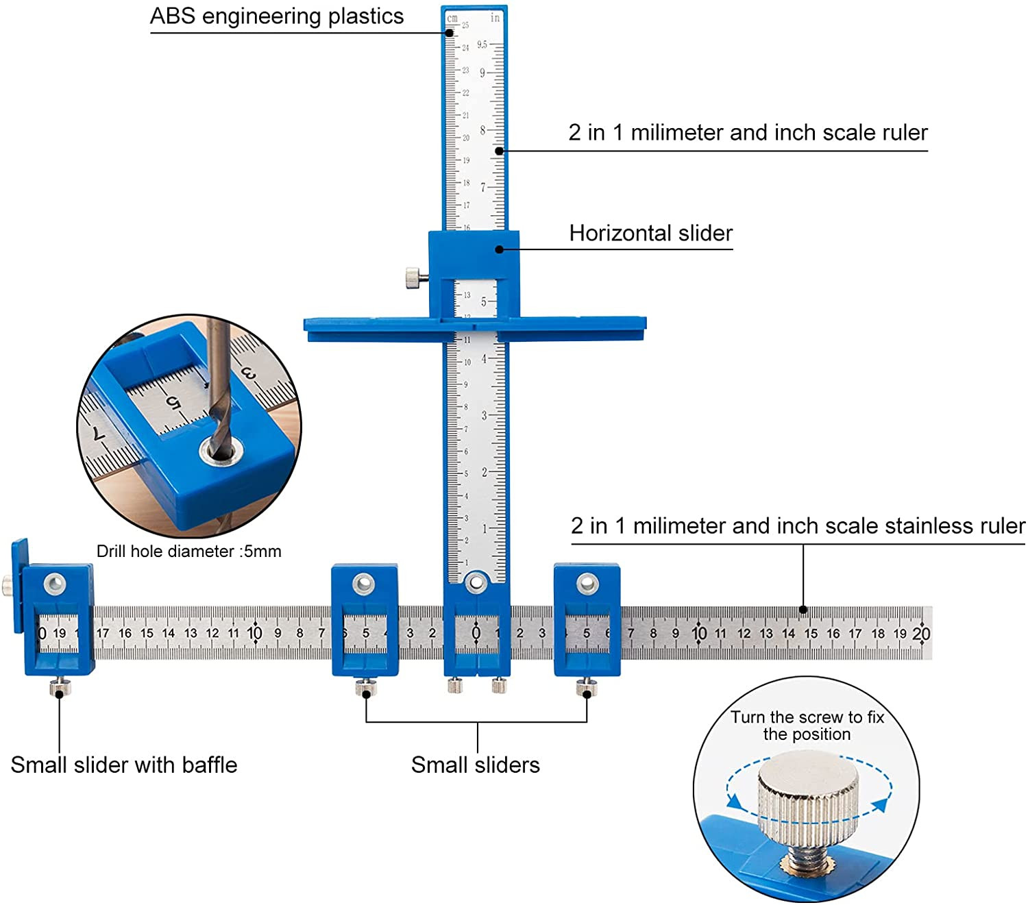Cabinet Hardware Jig Drill Guide for Installing Handles Knobs on Doors Drawers
