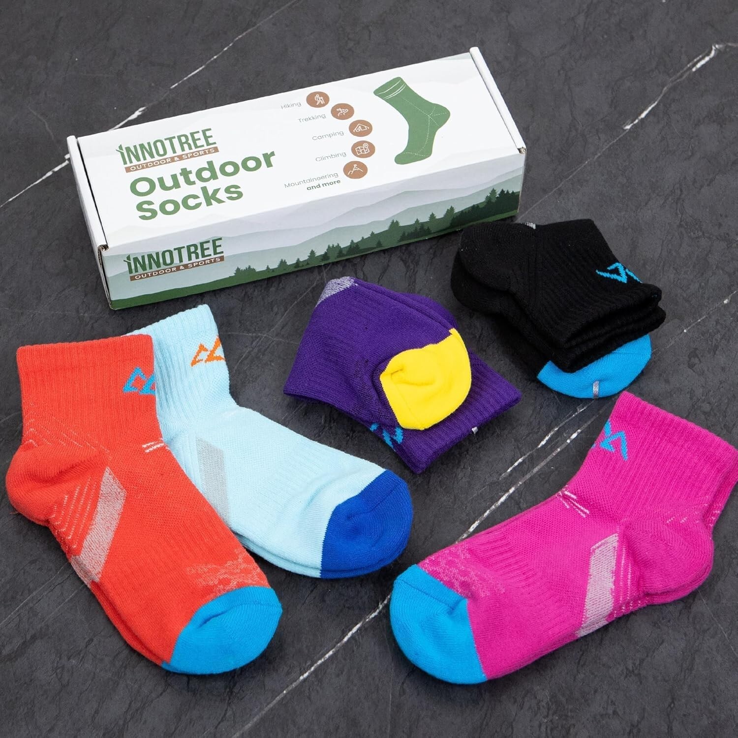 Durable Merino Wool Hiking Socks for Women - 5-Pack with Blister Prevention