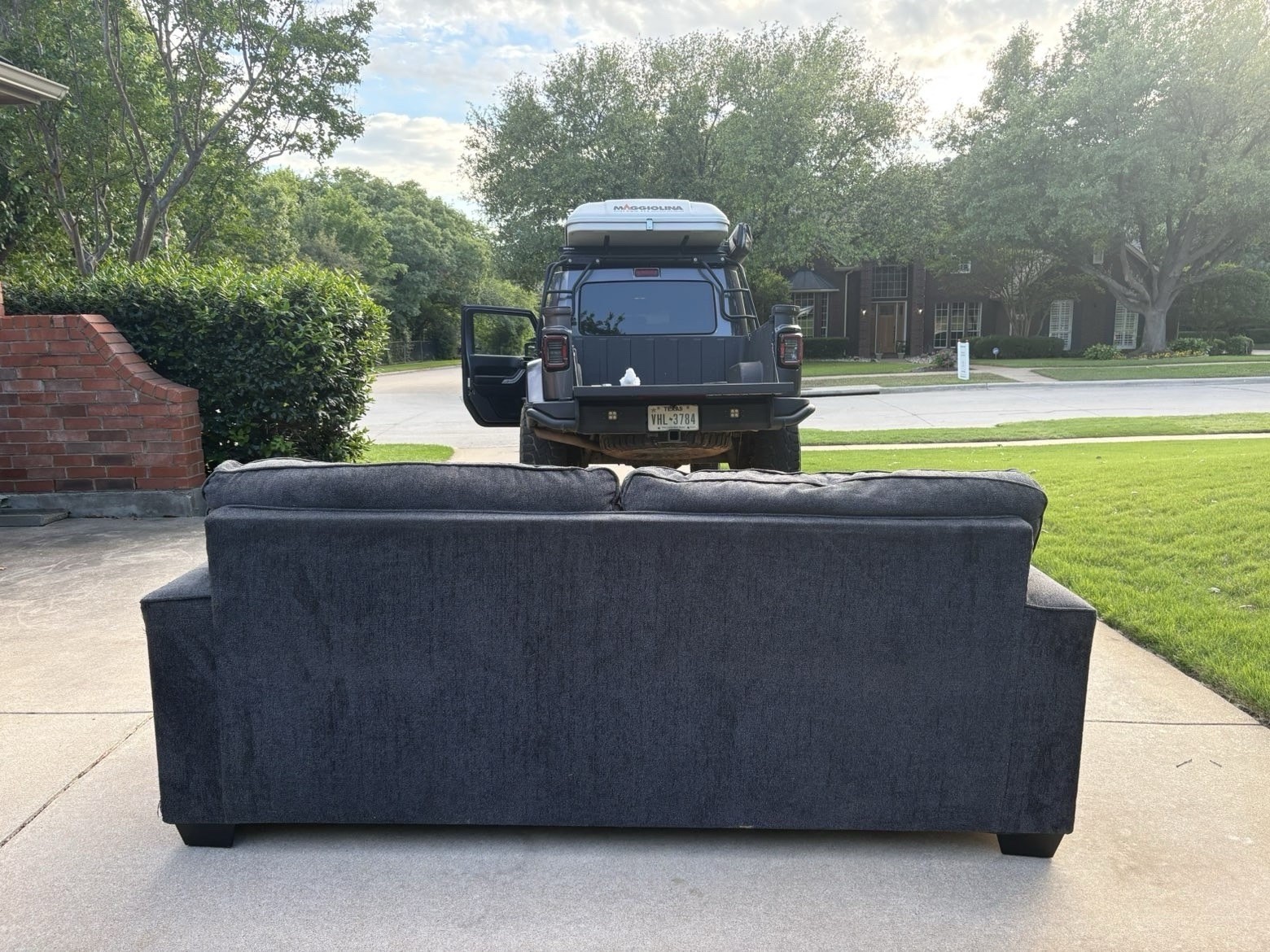Gray Modern 3-Seat Sofa, Contemporary Track Arms, Wood Frame, Solid
