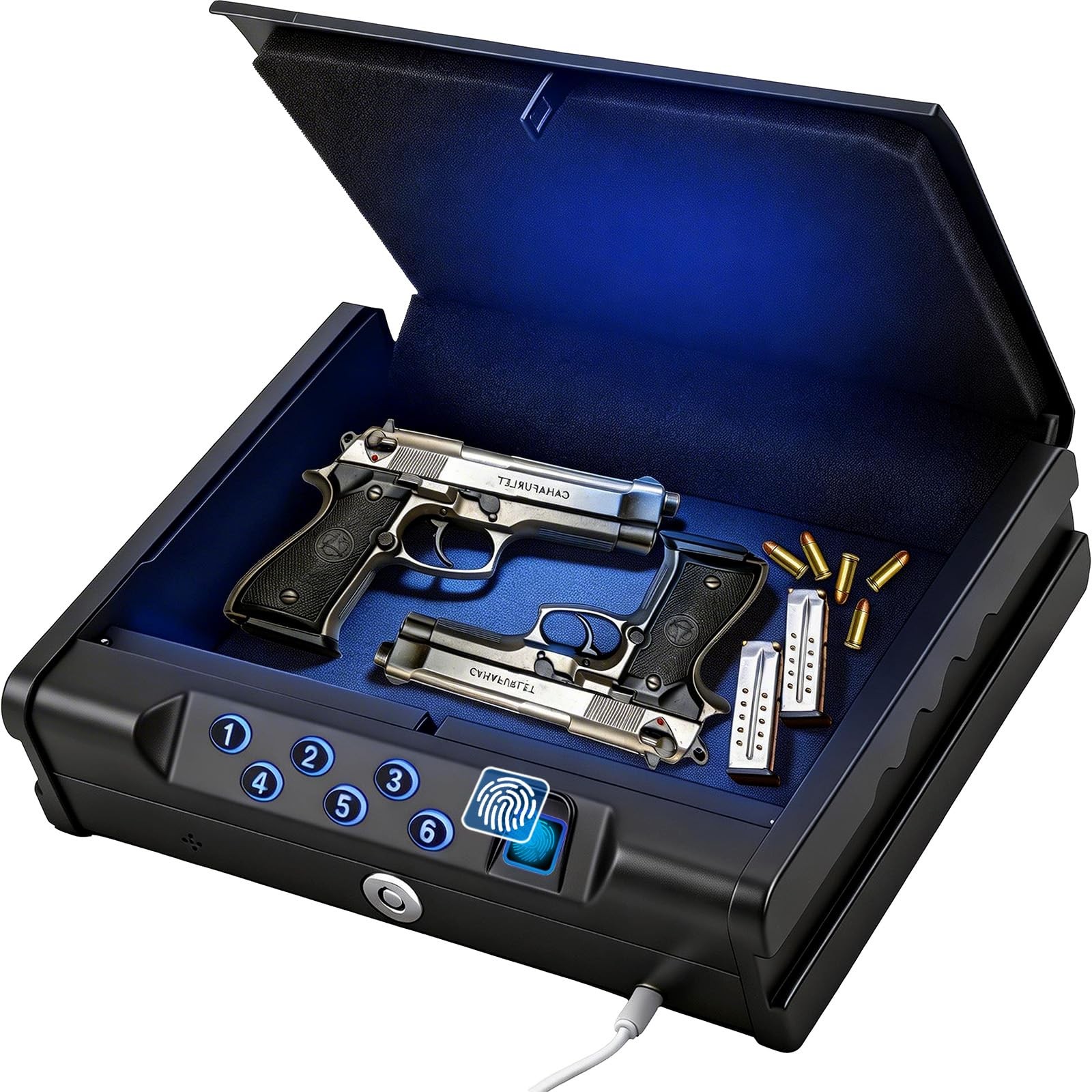 Biometric Gun Safe with 3 Unlock Ways - ≤0.1s 12.2 x 3.7 x 9.8 inches, Black