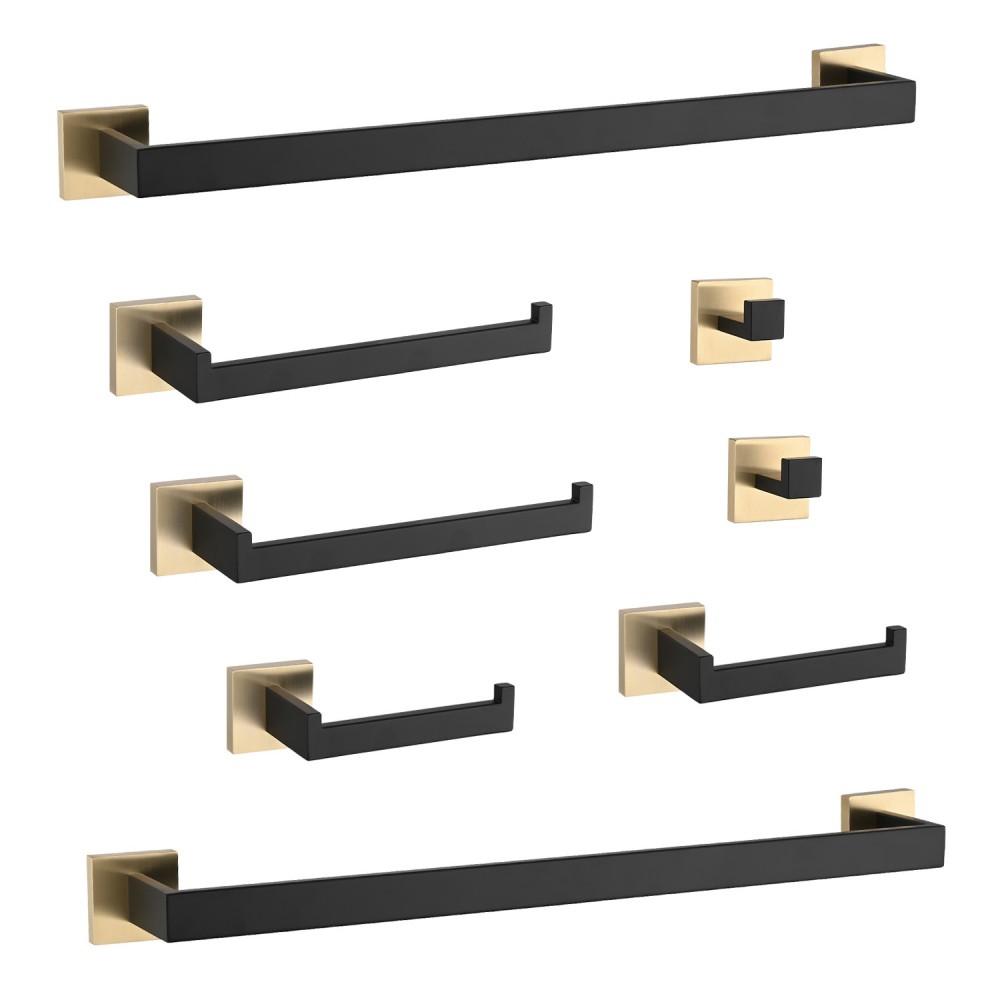 8 Piece Bathroom Hardware Set Towel Bar Toilet Paper Holder Robe Hook