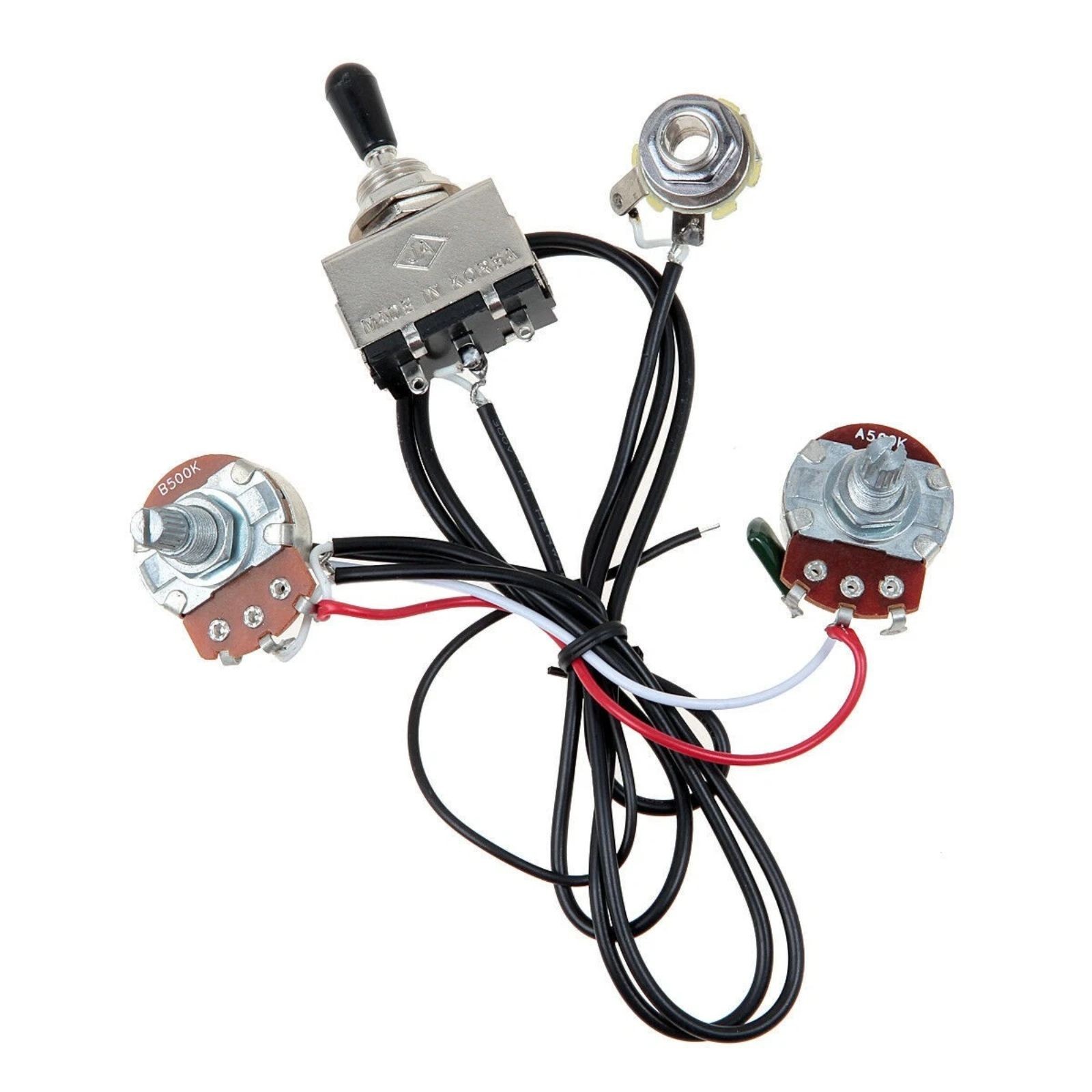 3 Way Switch 1 Volume 1 Tone 500K Pots Electric Guitar Wiring Harness Kit US